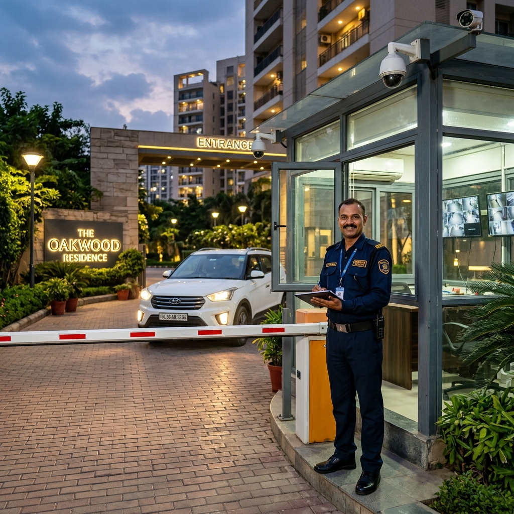 Security guard at Indian residential society gate